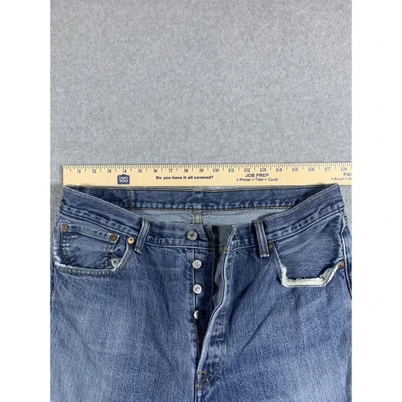 Levi's Men's 501 36x34 Original Straight Fit Button Fly Distressed Jeans - Picture 5 of 11